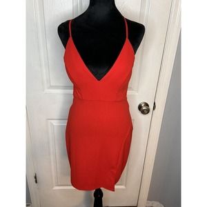 My Michelle Red V-Neck Lace Back Mini Dress Size 9